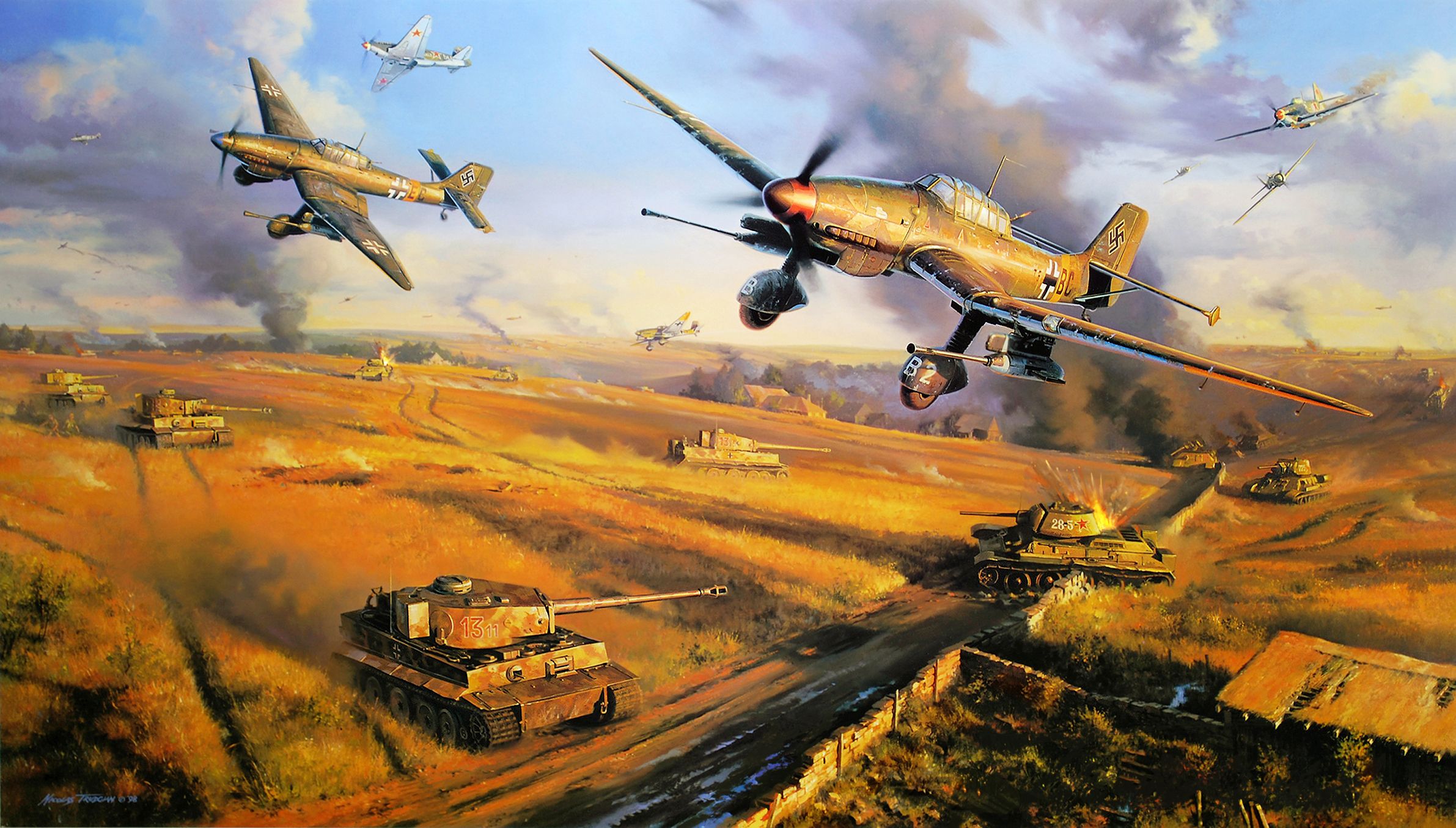 2382x1355 Ww2 Aircraft Painting - Ww2 Painting