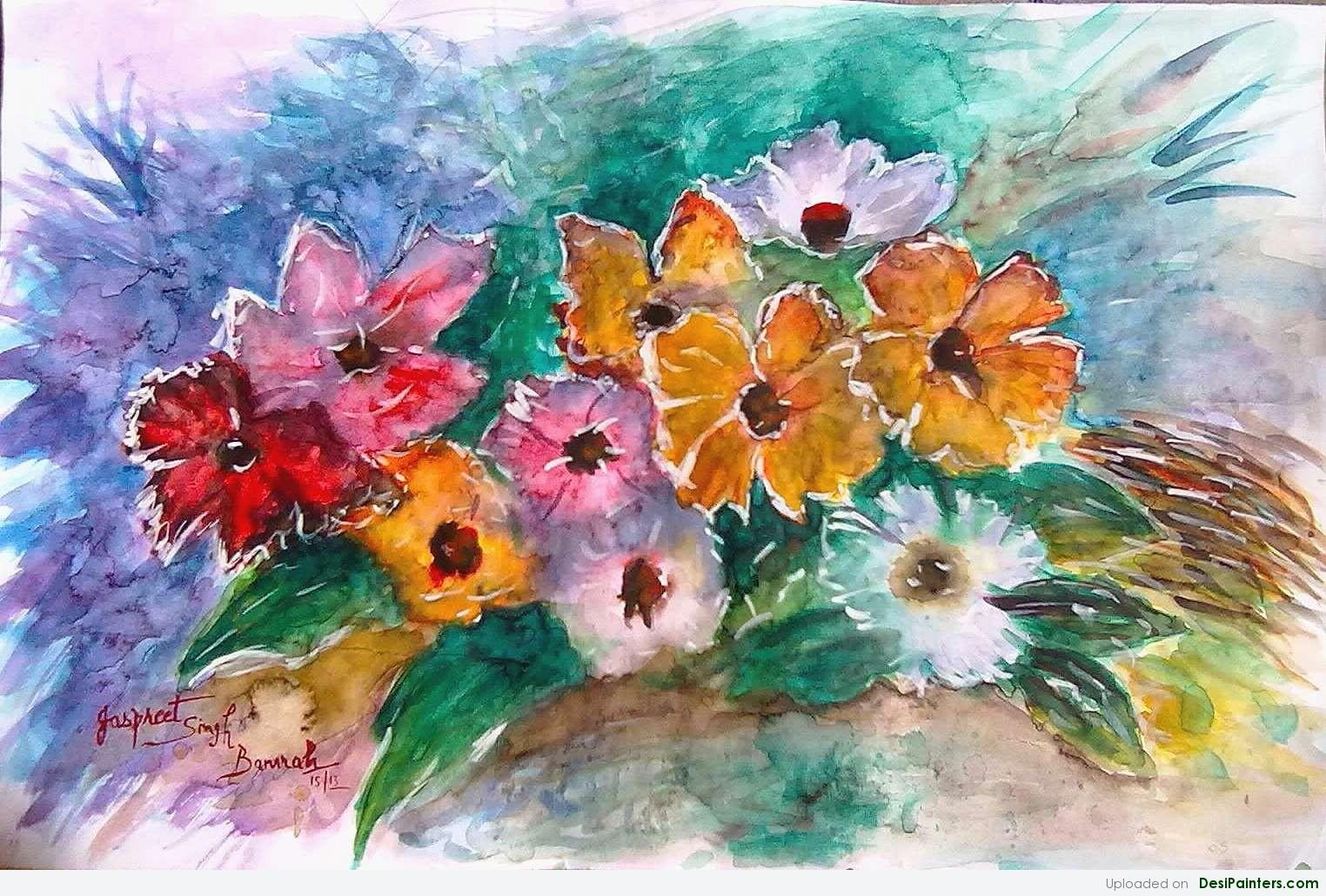 1524x1030 Painting Of Flowers Bunch - Www Painting