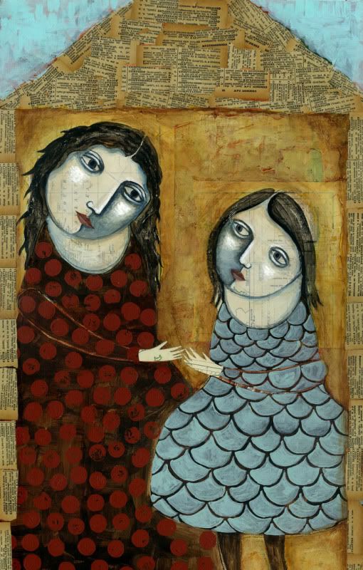 510x800 Big Original Painting Modern Folk Art Sarah Mother Home Shelter - Wyman Painting