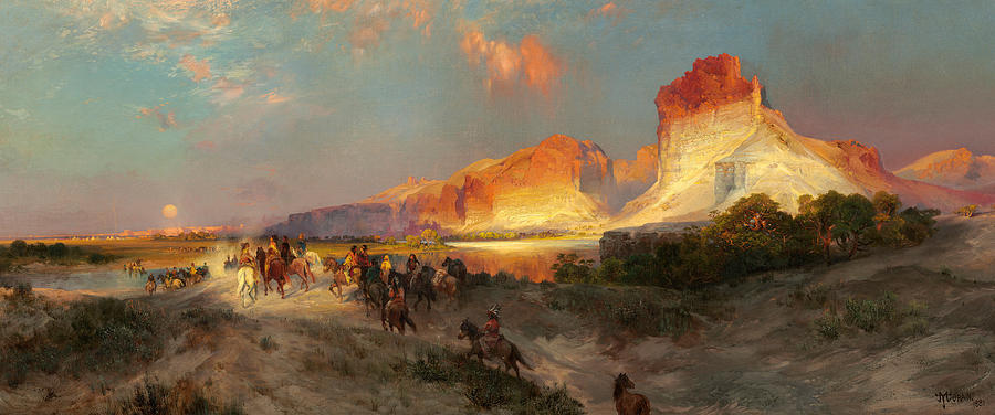 900x376 Green River Cliffs Wyoming Painting By Thomas Moran - Wyoming Painting