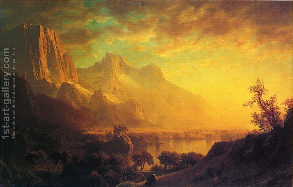 951x609 Wind River, Wyoming Albert Bierstadt Reproduction 1st Art Gallery - Wyoming Painting
