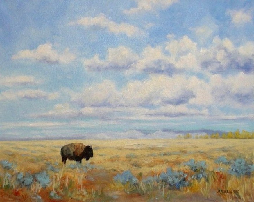 874x697 Debra Mickelson Artwork Under A Big Sky Original Painting Oil - Wyoming Painting