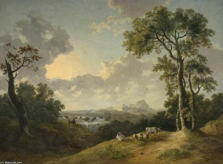 736x542 Avec Des Bovins Potable, Ruines D Une Et Un Pont De - Wyoming Valley Painting