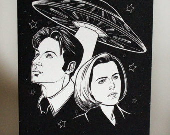 340x270 The X Files Mulder And Scully 1 In Buttons Pins - X Files Painting