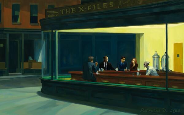 600x375 X Files Version Of Edward Hopper'S - X Files Painting