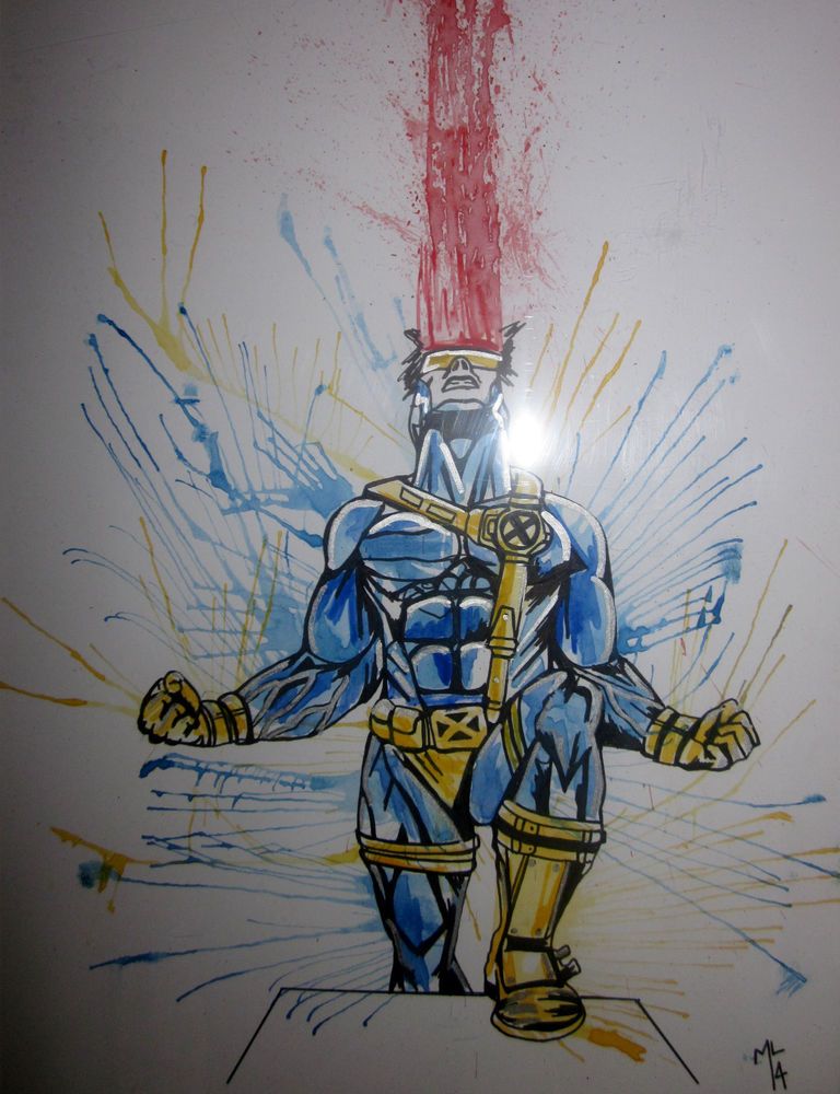 768x1000 Cyclops,marvel,comic,watercolor,art,pop,drawing,painting - X Men Painting