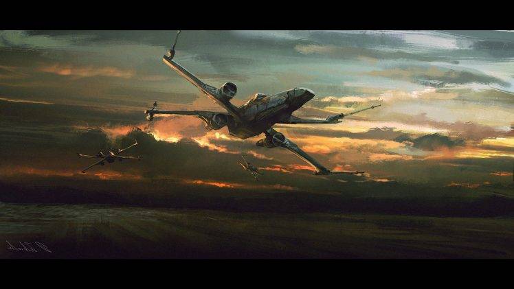 748x421 Star Wars, Spaceship, Painting, Futuristic, X Wing Wallpapers Hd - X Wing Painting