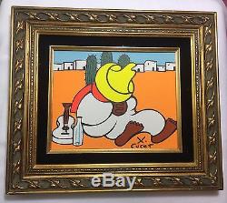 250x223 Too Much Tequila Signed Xavier Cugat Oil Based O Framed Painting - Xavier Cugat Painting