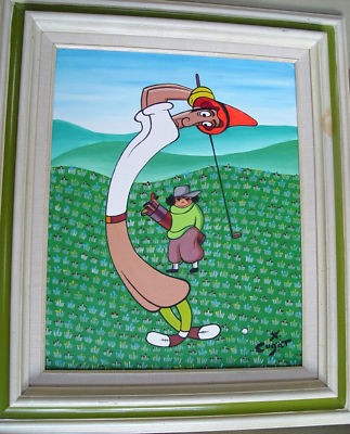 323x400 Xavier Cugat Golf Oil On Canvas Painting Original - Xavier Cugat Painting