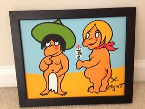 300x225 Original Xavier Cugat Double Signed O Painting Make Love Not - Xavier Cugat Painting