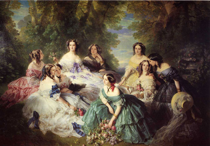 700x486 The Empress Eugenie Surrounded By Her Ladies In Waiting, 1855 - Xavier Painting