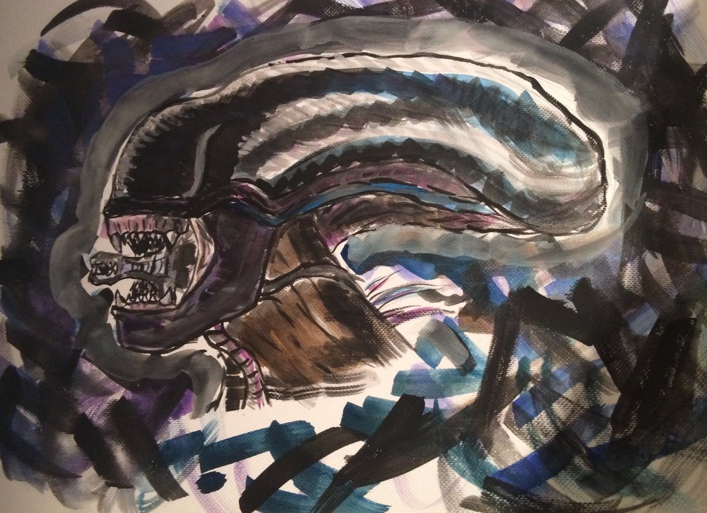 1024x743 Random Xenomorph Painting By Drexleradam - Xenomorph Painting