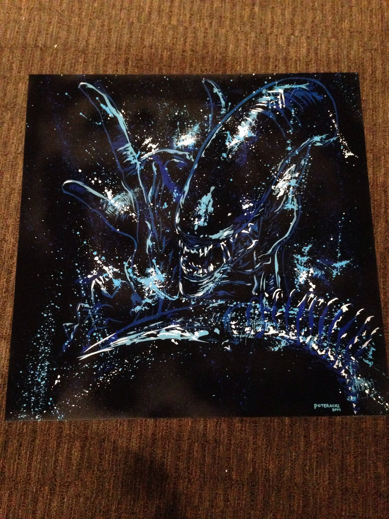 774x1032 Xenomorph Stencil Painting By Getpinnedart - Xenomorph Painting