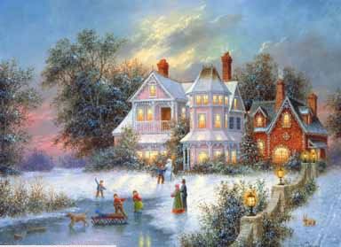 384x279 Christmas Scenes Oil Painting - Xmas Painting