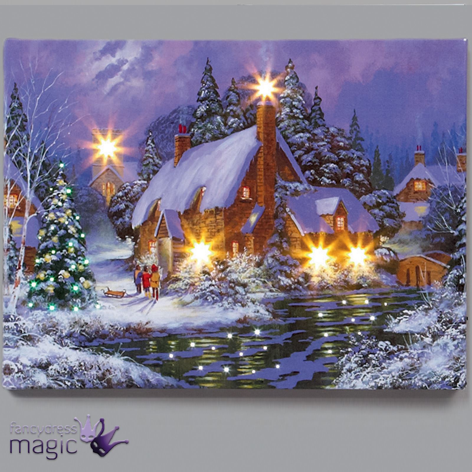 1600x1600 Fibre Optic Canvas Painting Hanging Wall Art Print Christmas Xmas - Xmas Painting