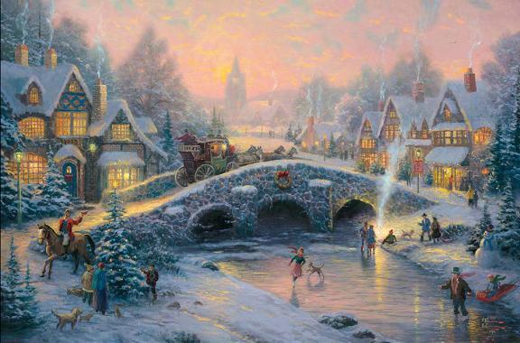 576x380 Thomas Kinkade Spirit Of Xmas Painting Framed Paintings For Sale - Xmas Painting