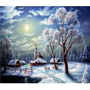 300x300 Xmas Full Drill Snow Scene 5d Diamond Diy Painting Cross Stitch - Xmas Painting