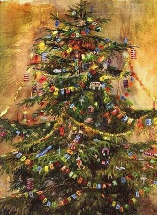 500x687 All Russia, Russian Culture - Xmas Tree Painting