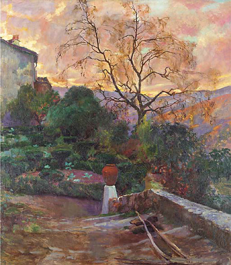 737x845 Garden Of Spanish Farmhouse Painting Joaquin Sorolla Y Bastida - Y Painting