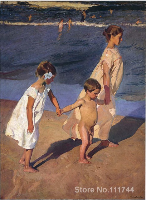 468x640 Paintings Of People On Beach To The Water Valencia Joaquin Sorolla - Y Painting