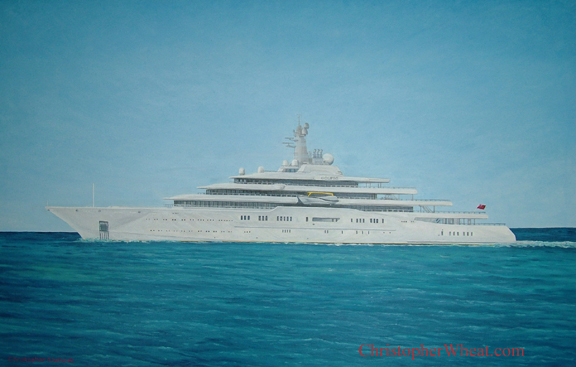 576x367 Painting Mega Yacht Eclipsechristopher Wheat Fine Art Investment - Yacht Painting