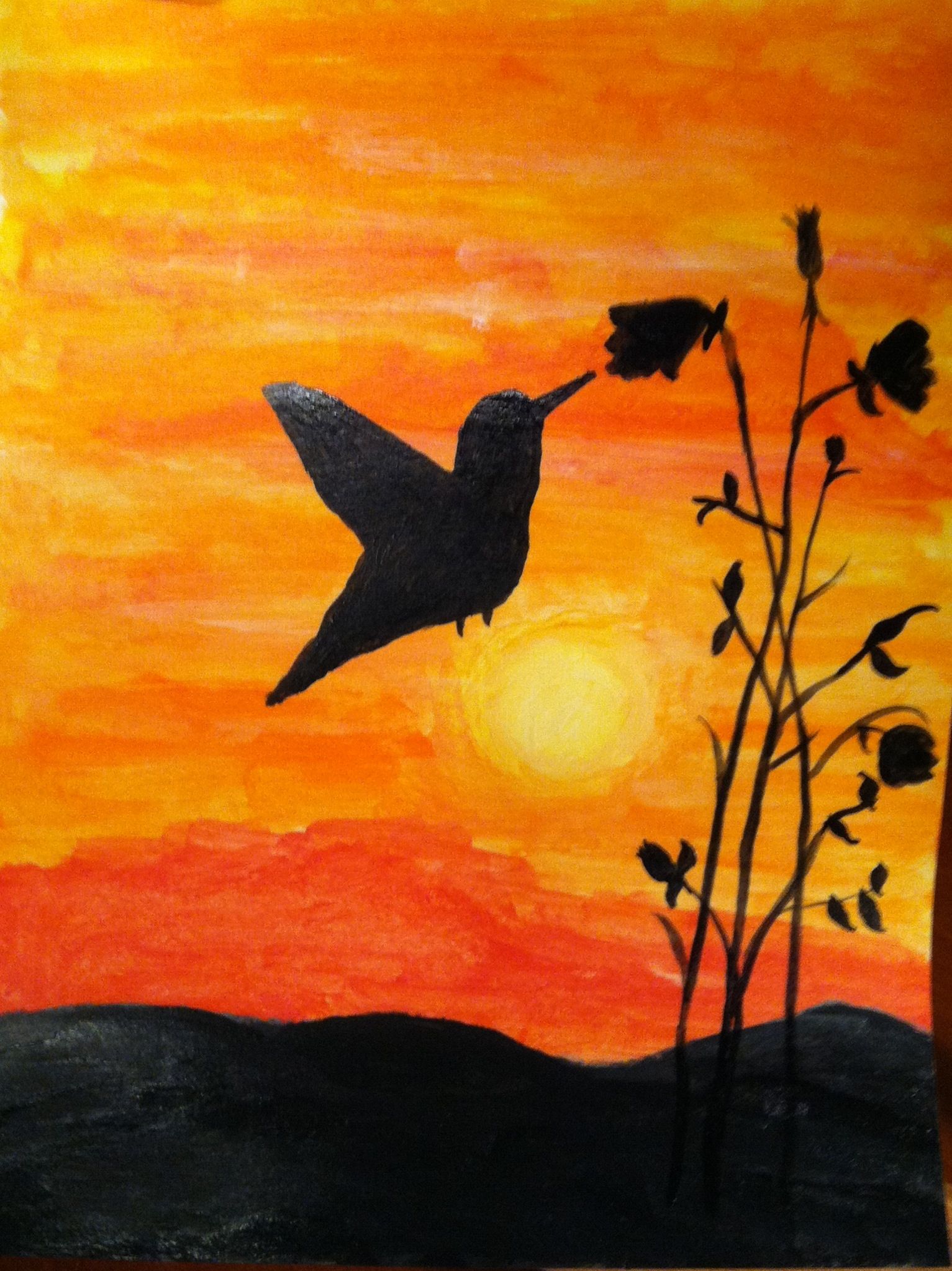 1533x2047 Hummingbird Silhouette Painting By Mlr. - Yahoo Painting