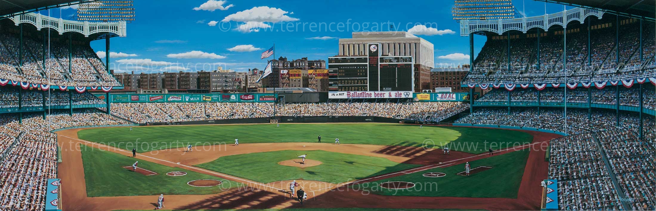 2200x708 Yankee Stadium 1961 Terrence Fogarty - Yankee Stadium Painting