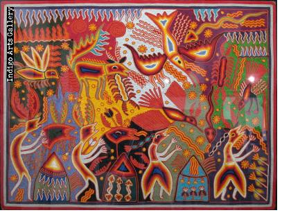 420x323 Nierika Yarn Paintings From The Huichol Indians Of Mexico Indigo - Yarn Painting