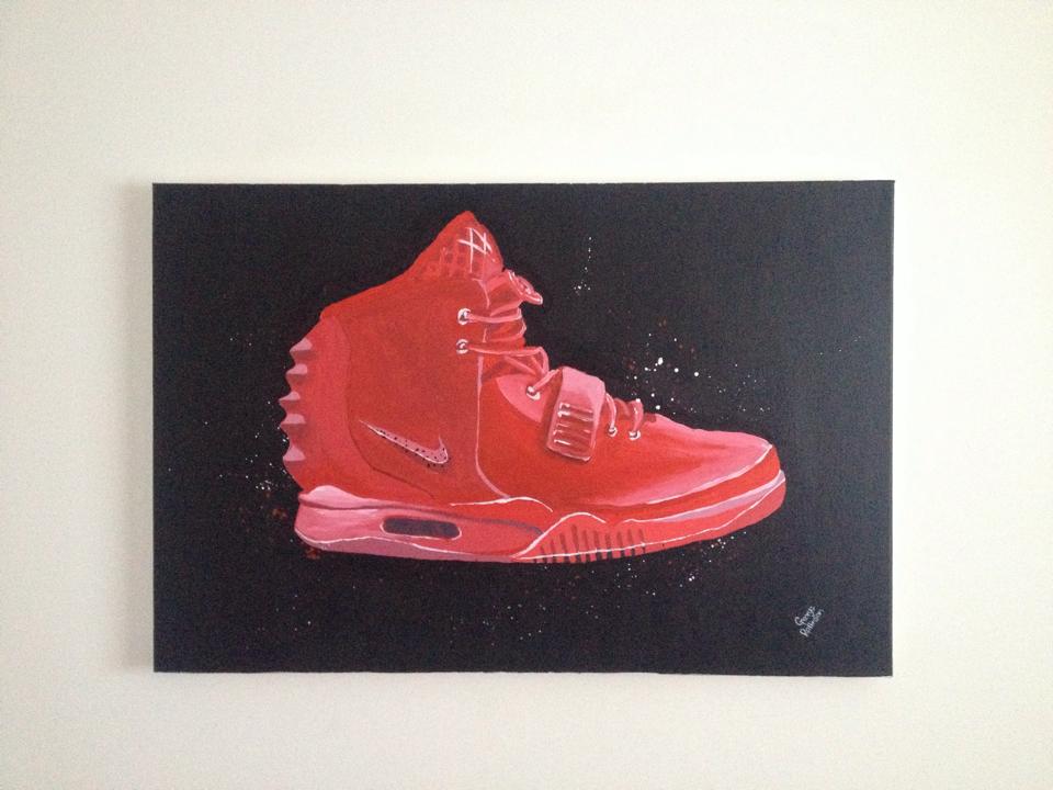 960x720 Nike Air Yeezy Red Octobers Painting By Rollodesigns - Yeezy Painting