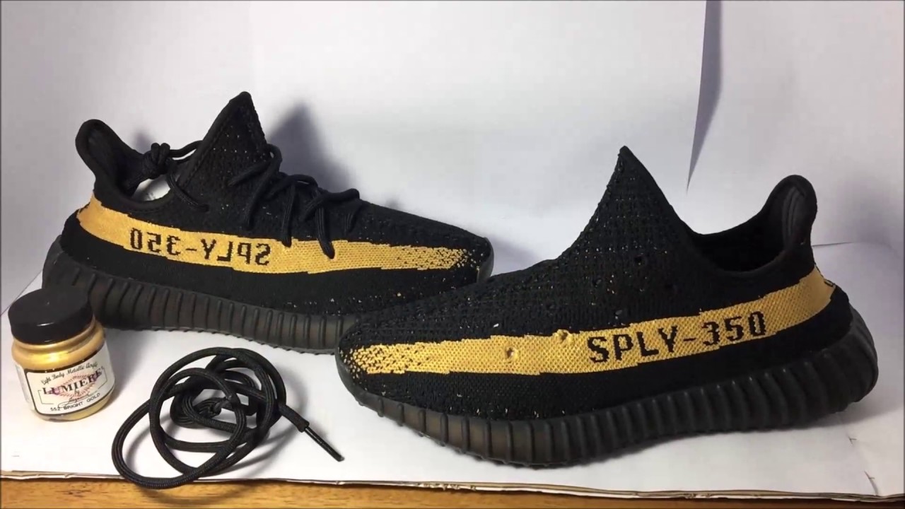 1280x720 Yeezy V2 Custom Black Gold [ Full ] - Yeezy Painting