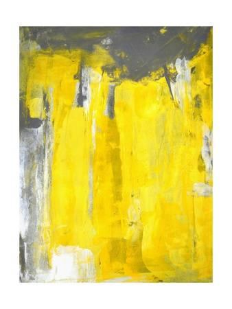 338x450 Grey And Yellow Abstract Art Painting Art Print By T30gallery - Yellow Abstract Painting