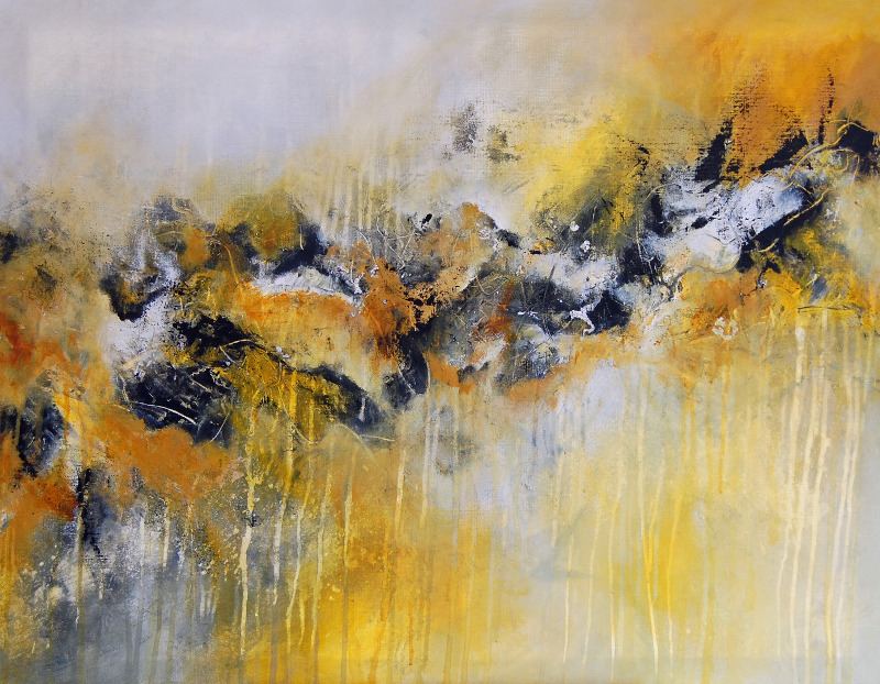 800x622 Strata 15' Original Abstract Painting Large Contemporary Art - Yellow Abstract Painting
