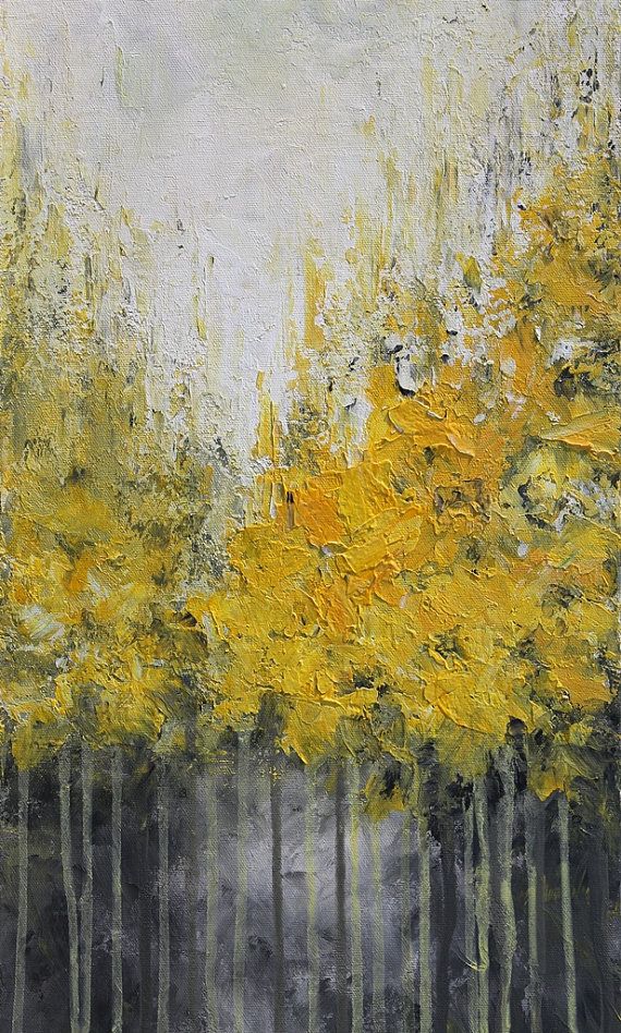 570x948 Yellow Abstract Acrylic Painting Done With Palette Knife On Canvas - Yellow Abstract Painting