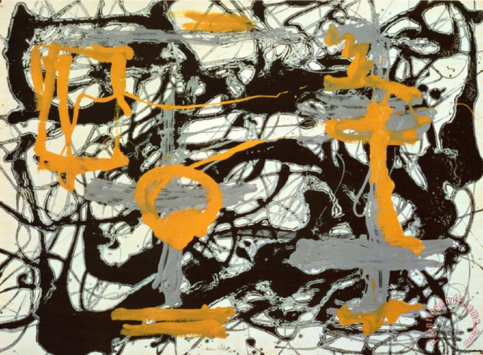 960x706 Jackson Pollock Yellow Grey Black Painting - Yellow And Black Painting