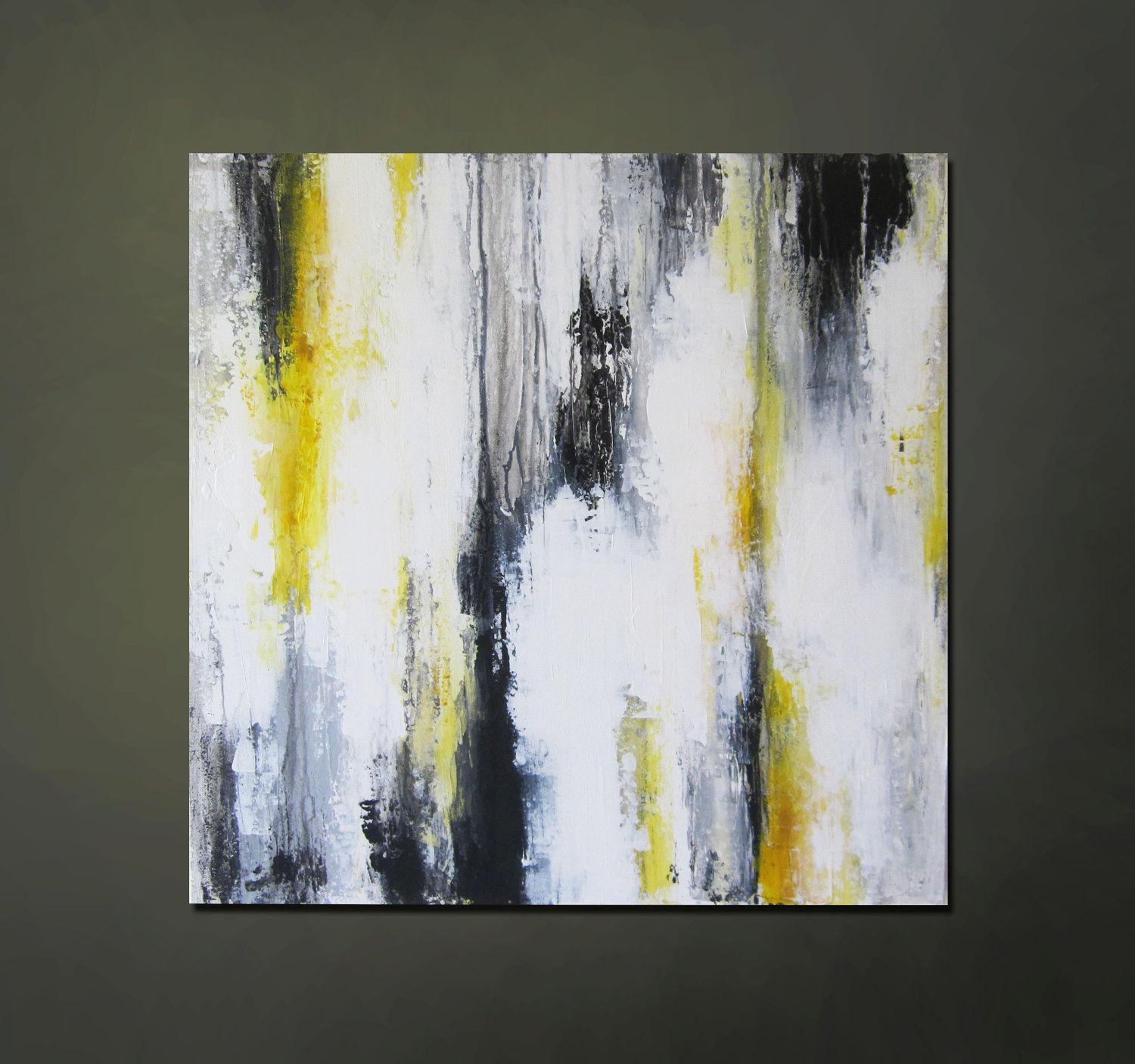 1500x1406 Modern Contemporary Abstract Yellow, Gray, Black, White Painting - Yellow And Black Painting