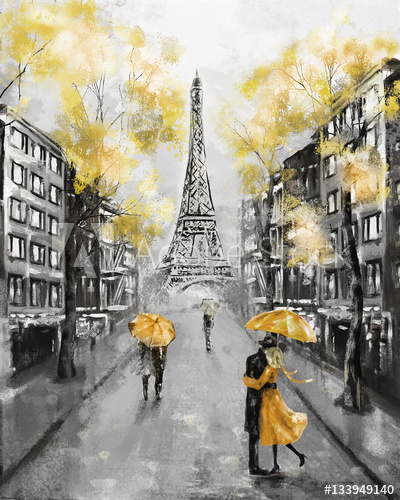 400x500 Oil Painting, Paris. European City Landscape. France, Wallpaper - Yellow And Black Painting