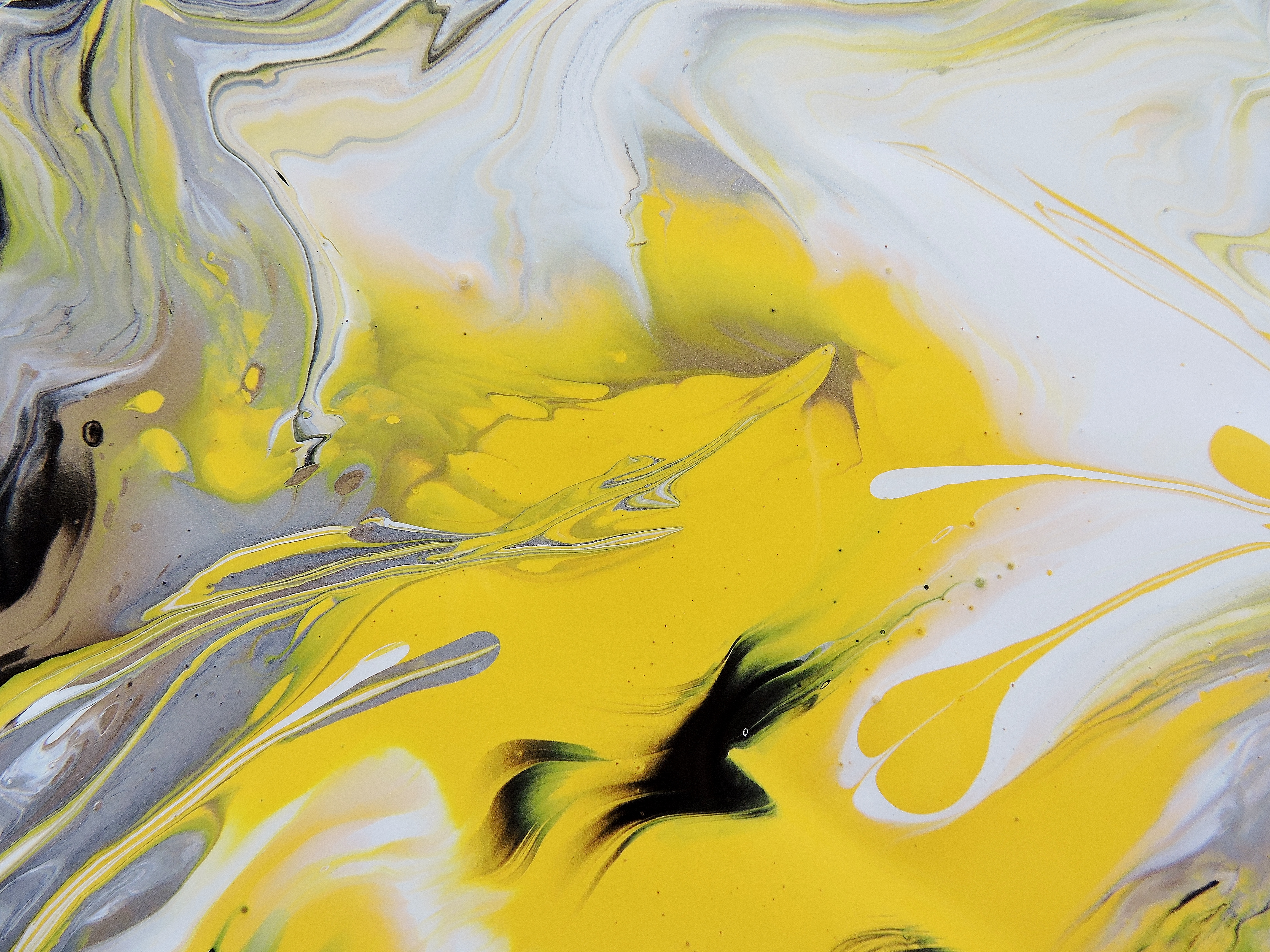 4608x3456 Free Stock Photo Of Abstract Art, Wet Paint, Yellow Black Abstract - Yellow And Black Painting