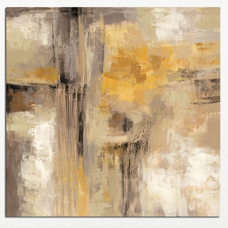 800x800 Yellow Gray Abstract Oil Painting On Canvas Professional Art - Yellow And Gray Painting