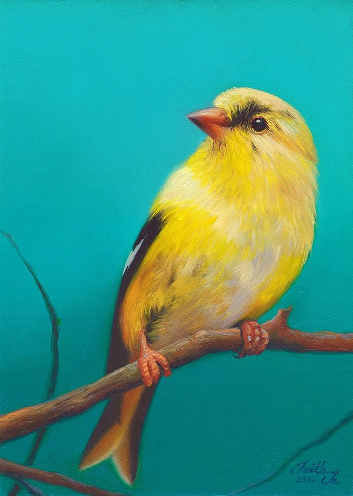 711x999 New Realistic Oil Paintings By Artist Faith Te - Yellow Bird Painting