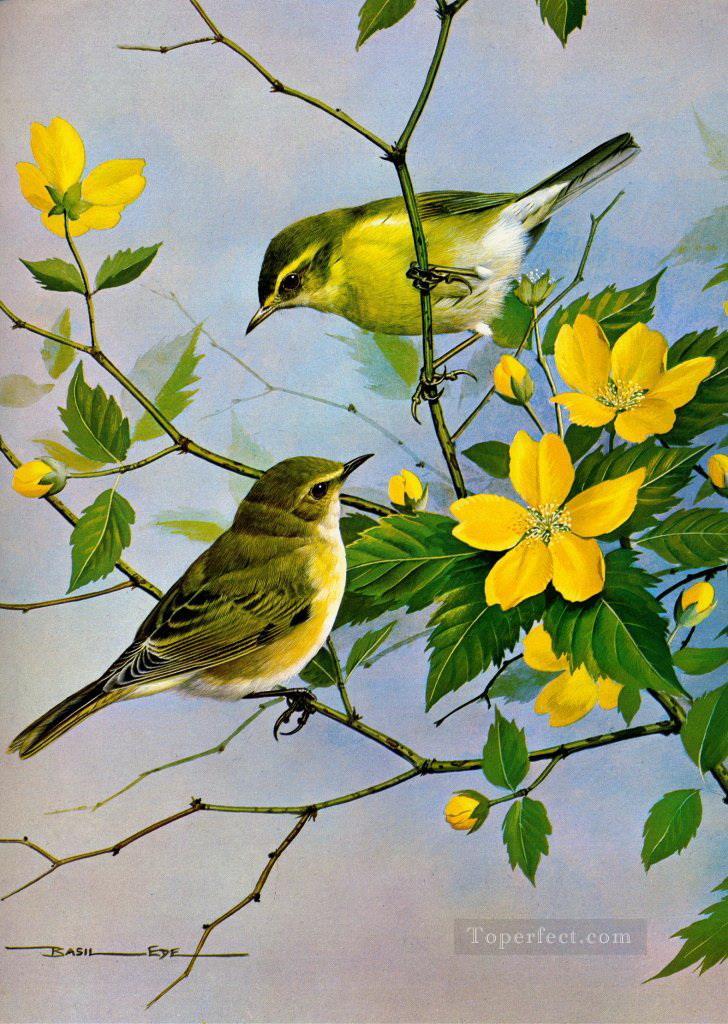 728x1024 Birds And Yellow Flowers Painting In Oil For Sale - Yellow Bird Painting