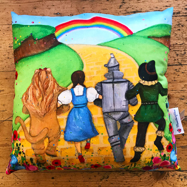600x600 Wizard Of Oz Dorothy Amp Friends Cushion - Yellow Brick Road Painting