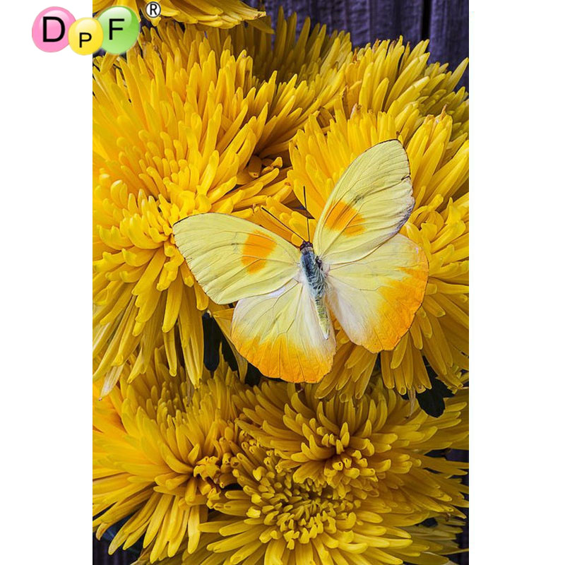 800x800 New Diamond Embroidery Yellow Butterfly Flowers 3d Diy Diamond - Yellow Butterfly Painting