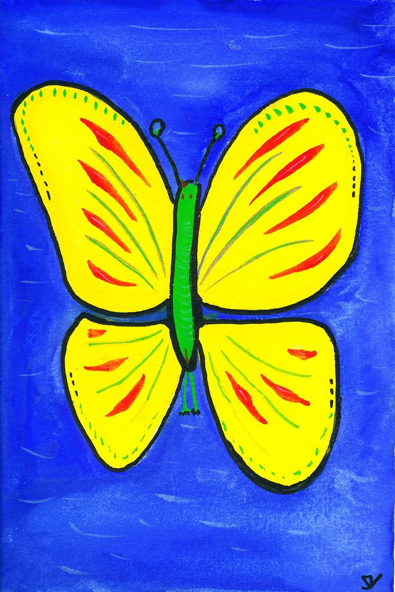 Yellow Butterfly Painting at PaintingValley.com | Explore collection of ...