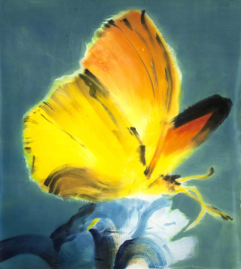 770x858 Saatchi Art Yellow Butterfly Painting By Dorota - Yellow Butterfly Painting