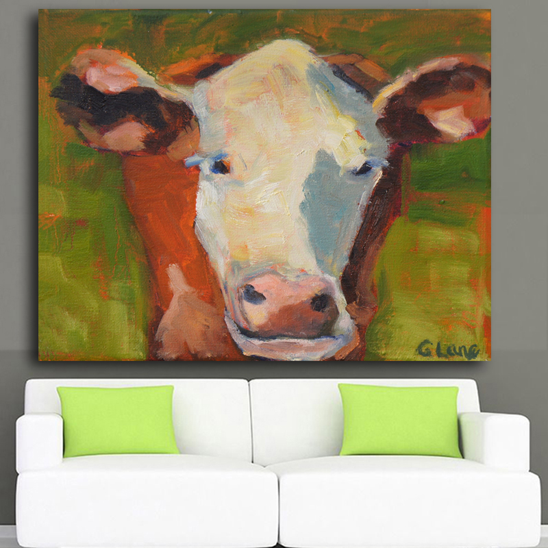 800x800 Large Size Printing Oil Painting Wall Painting Yellow Cow - Yellow Cow Painting