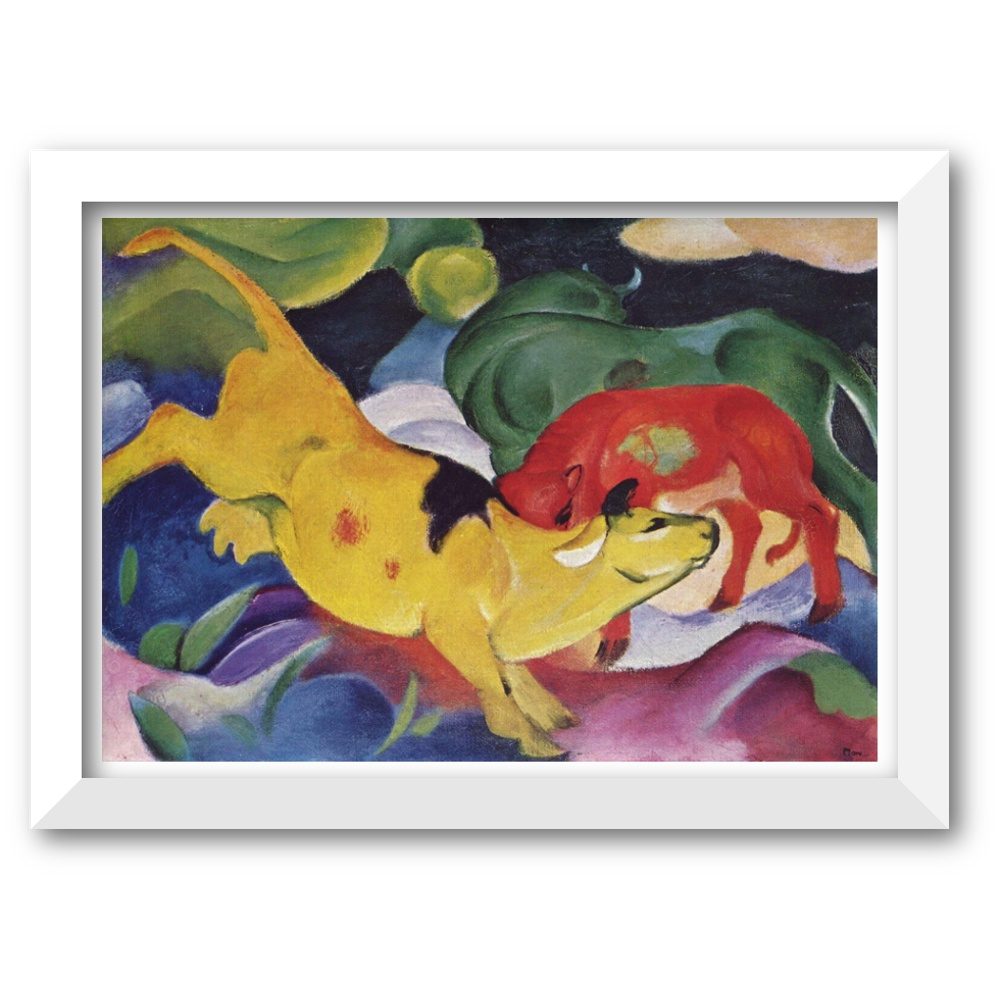 1000x1000 Red Green And Yellow Cow By Franz Marc The Jet Room - Yellow Cow Painting