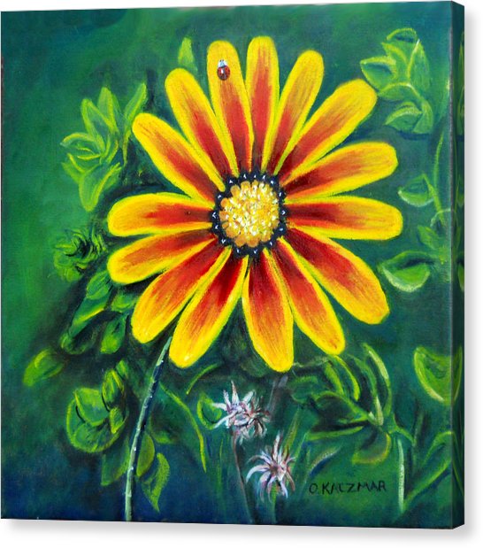 546x619 Red And Yellow Daisy Painting By Olga Kaczmar - Yellow Daisy Painting