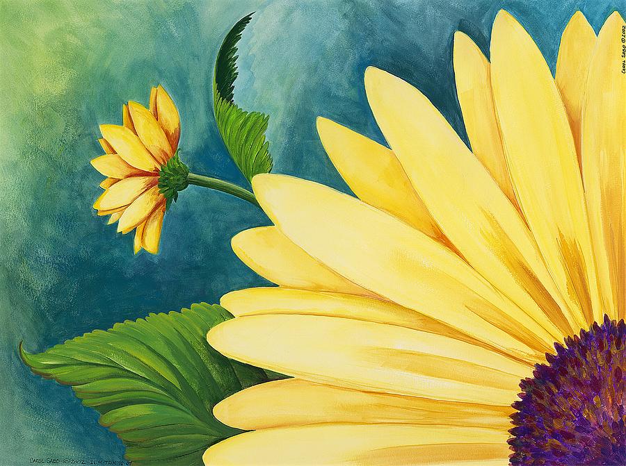 900x671 Spring Daisy Painting By Carol Sabo - Yellow Daisy Painting