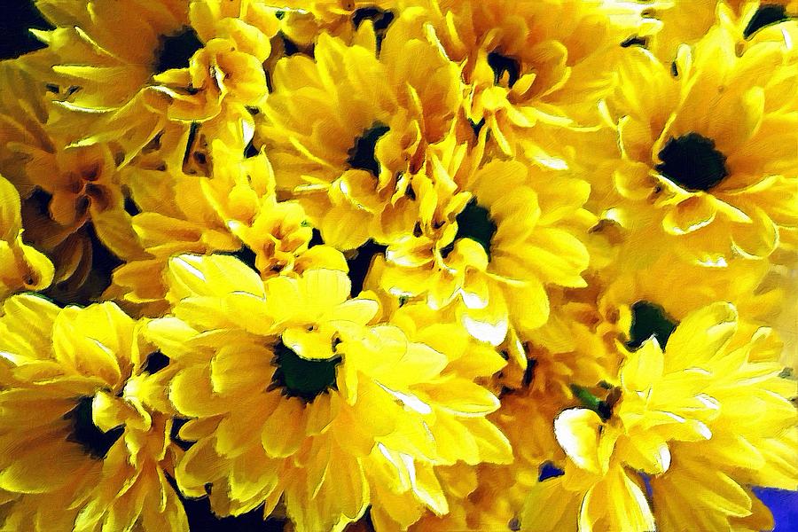 900x600 Yellow Daisies Painting By Florian Rodarte - Yellow Daisy Painting