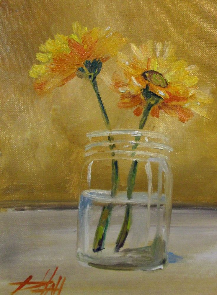 735x1000 Yellow Daisy Original Art Painting By Delilah Smith - Yellow Daisy Painting